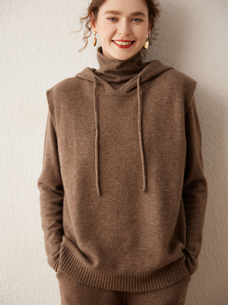 Hooded Wool-Cashmere Blend Vest