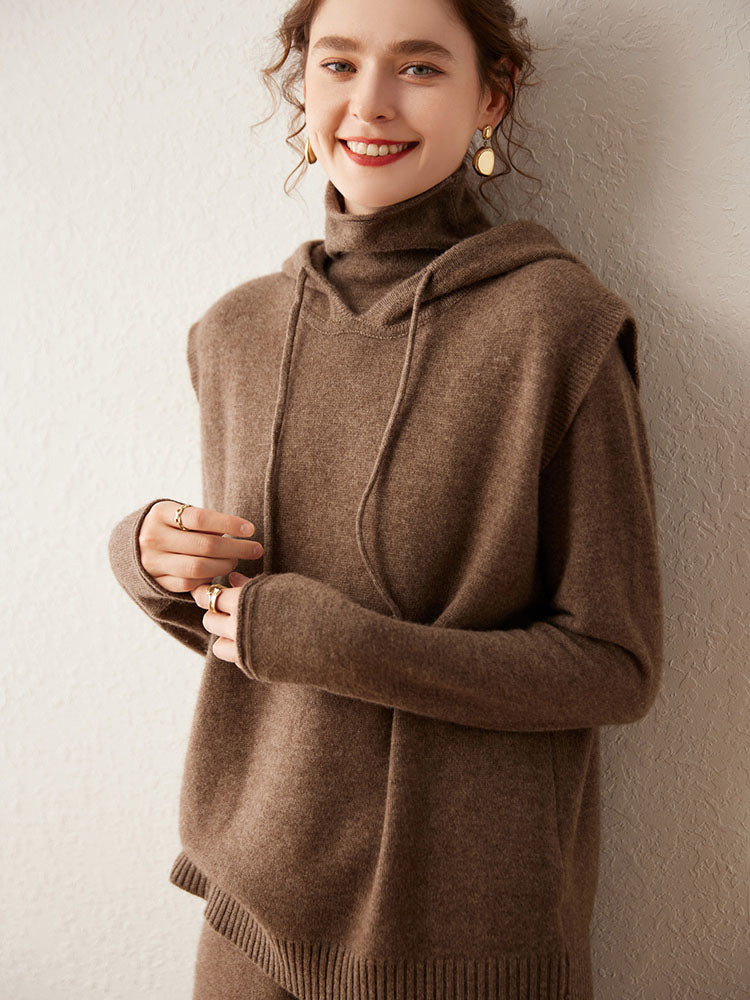 Hooded Wool-Cashmere Blend Vest