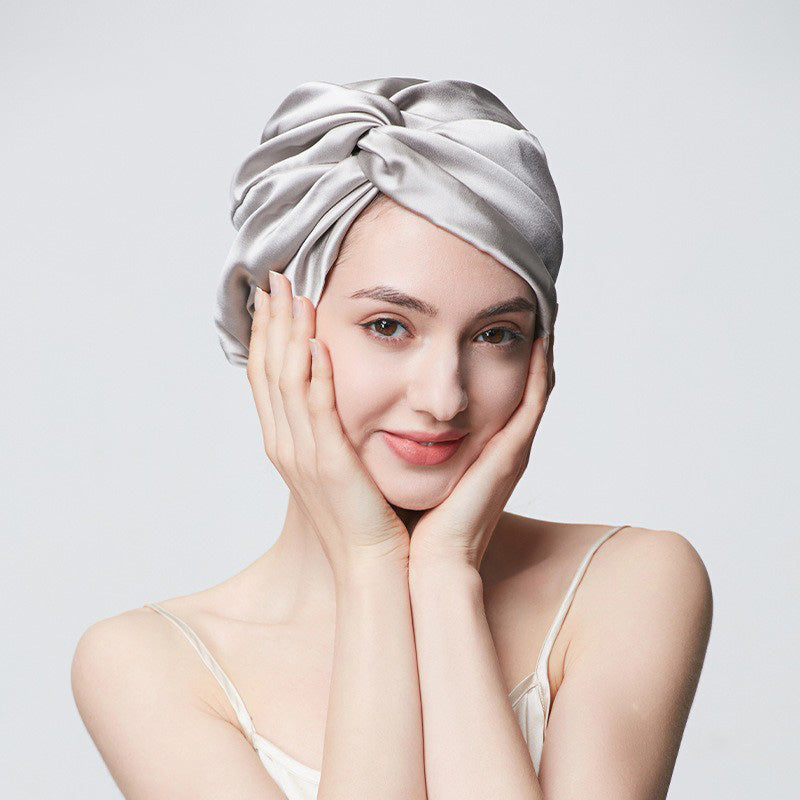 Double Layer Silk Sleep Cap with Tie-up Design