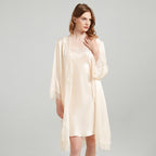 Delicate Lace Trimmed Nightgown&Robe 2Pcs Set