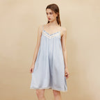 Feminine Lace Trimmed Silk Chemise Nightgown
