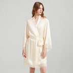 Casual Lace Trimmed Nightgown&Robe 2Pcs Set