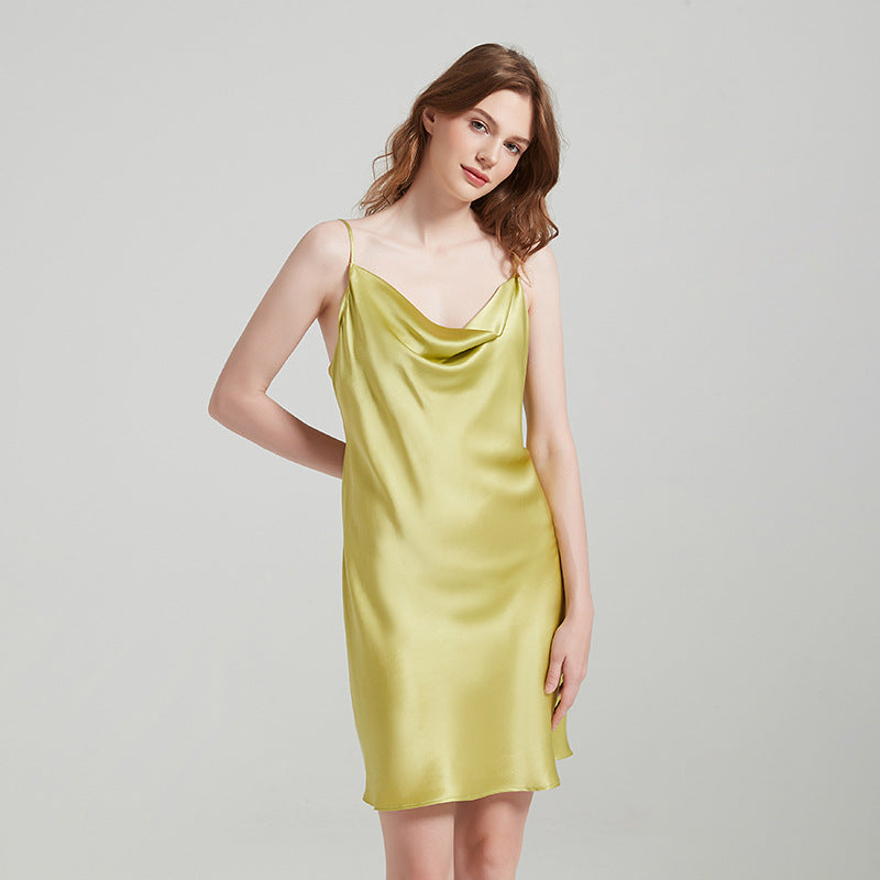 Feminine Cowl Neck Silk Chemise