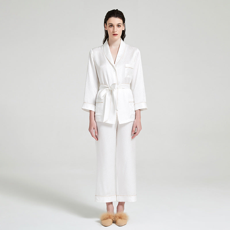 Houndstooth Jacquard Silk Pajama Set