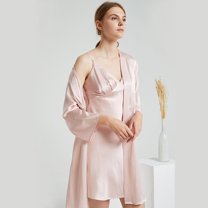 Casual Classic Cami Nightgown&Robe 2Pcs Set