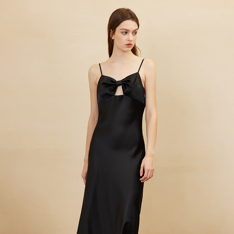 Elegant Bow Cutout Detail Spaghetti Strap Maxi Dress