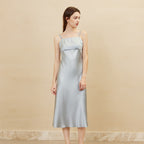 Double Shoulder Straps Silk Maxi Dress