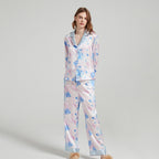 Watercolor Flora Print Silk Pajamas