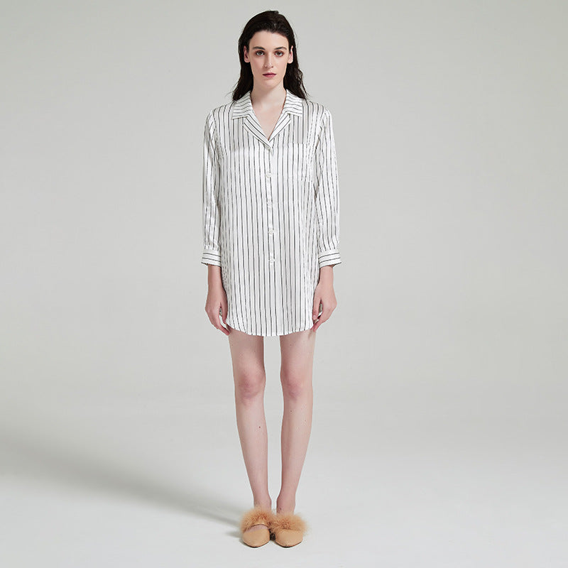 Pure Silk Striped Nightshirt