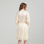 Casual Lace Trimmed Nightgown&Robe 2Pcs Set
