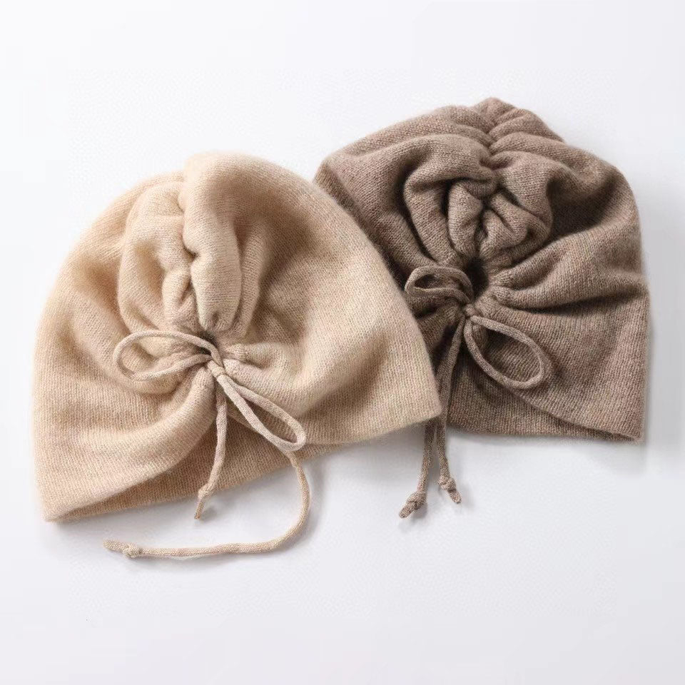 Drawstring Cashmere Beanie