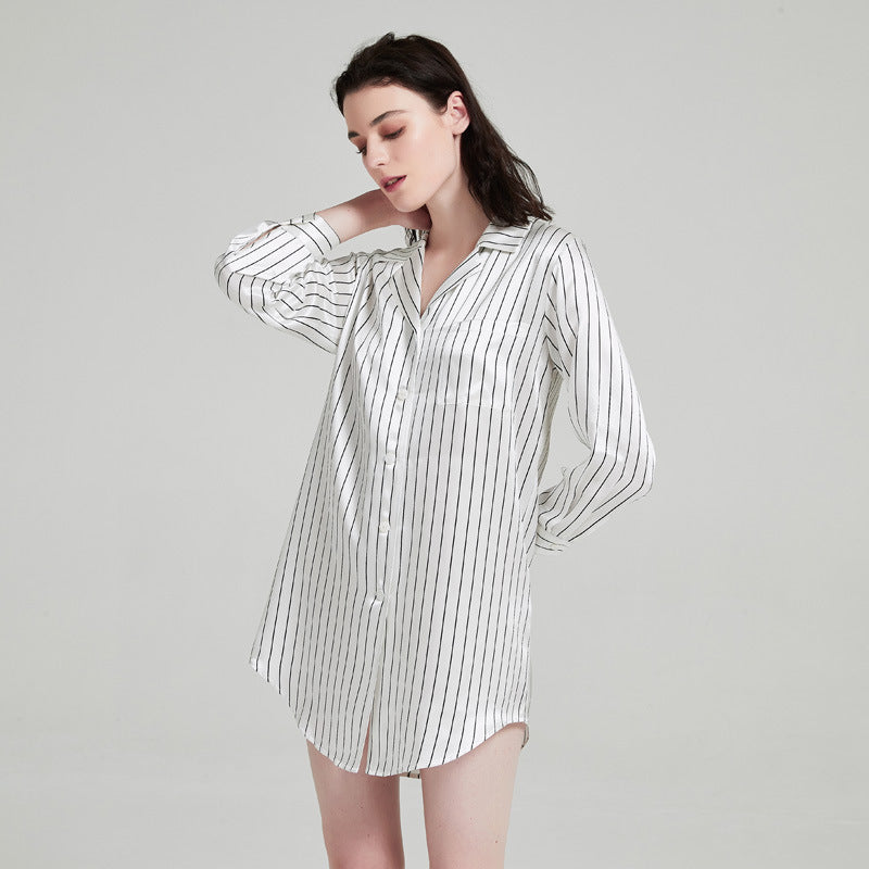 Pure Silk Striped Nightshirt