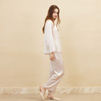 Round Neck Drawstring Top & Pants Silk Pajama Set