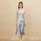 Double Shoulder Straps Silk Maxi Dress