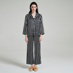 Pure Silk Striped Long Sleeve Pajama Set