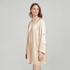 Silk Nightgown with Lace Trimmed Bell Sleeves