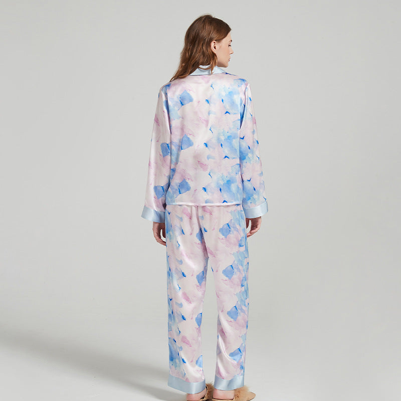 Watercolor Flora Print Silk Pajamas