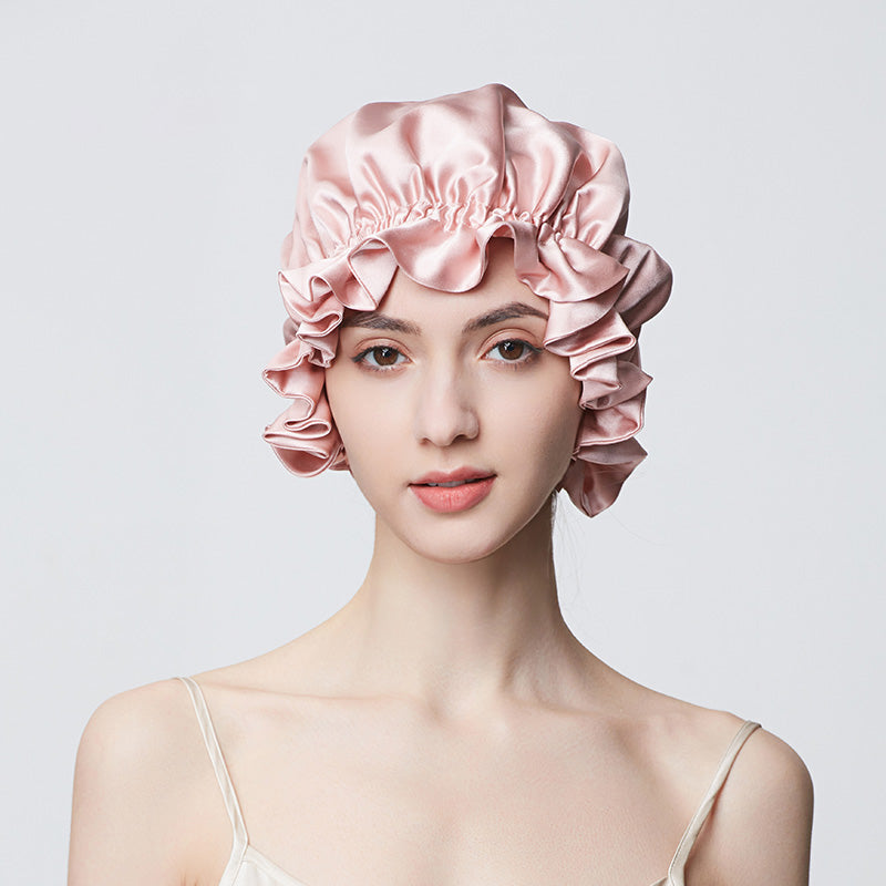 Flounced Silk Night Sleep Caps