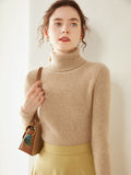 Ribbed Turtleneck Wool-Cashmere Blend Sweater