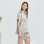 Short Sleeves Button Up Top & Shorts Pajama Set