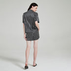 Pure Silk Striped Short Sleeve Pajama Set