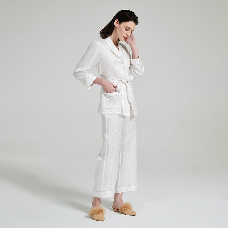 Houndstooth Jacquard Silk Pajama Set