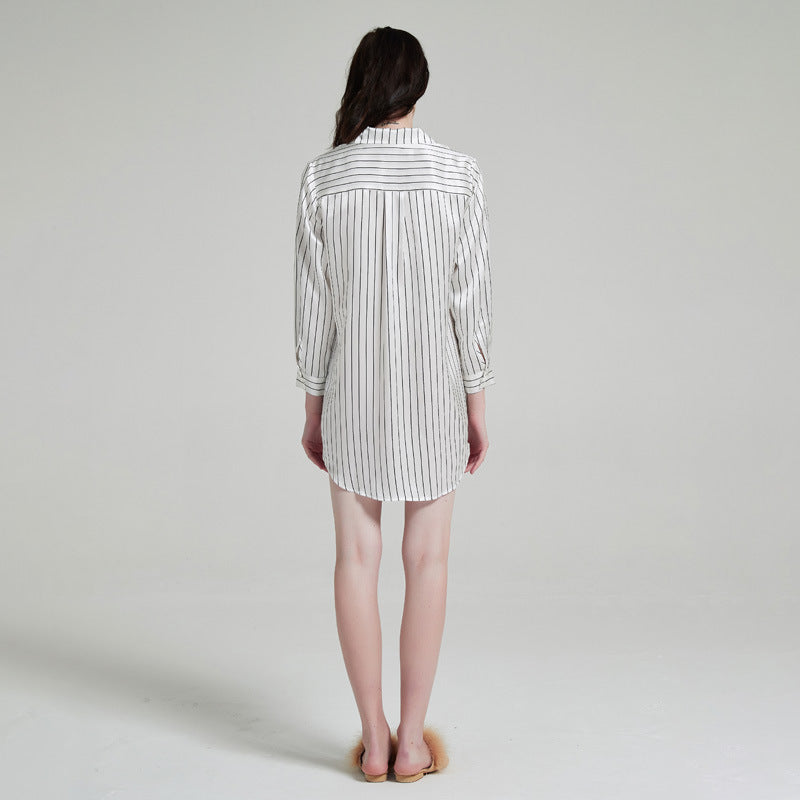 Pure Silk Striped Nightshirt