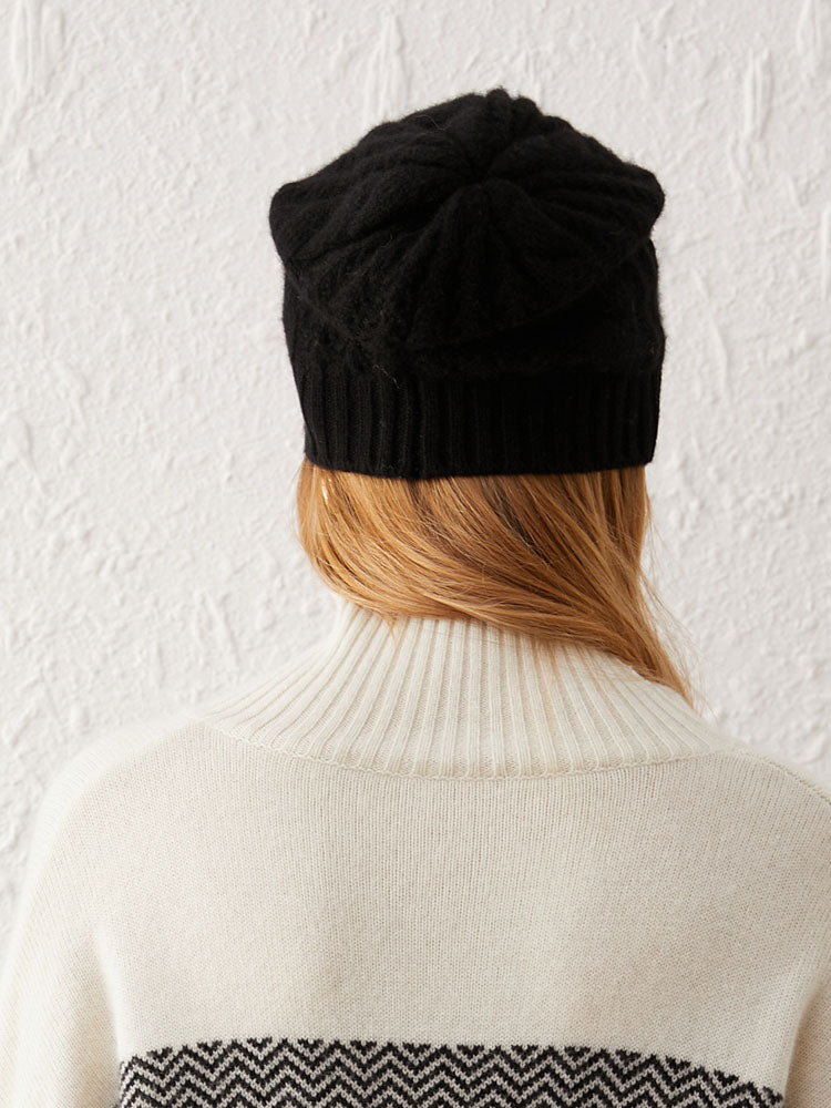 Knit Hat with Hollowed-out Craftsmanship