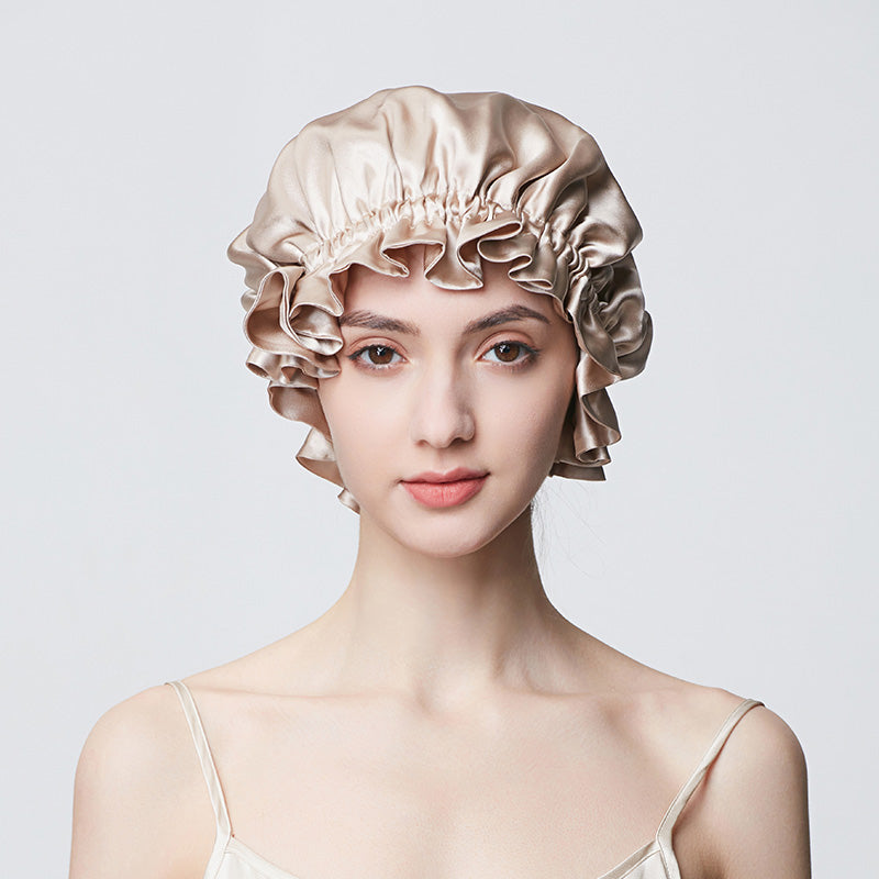 Flounced Silk Night Sleep Caps