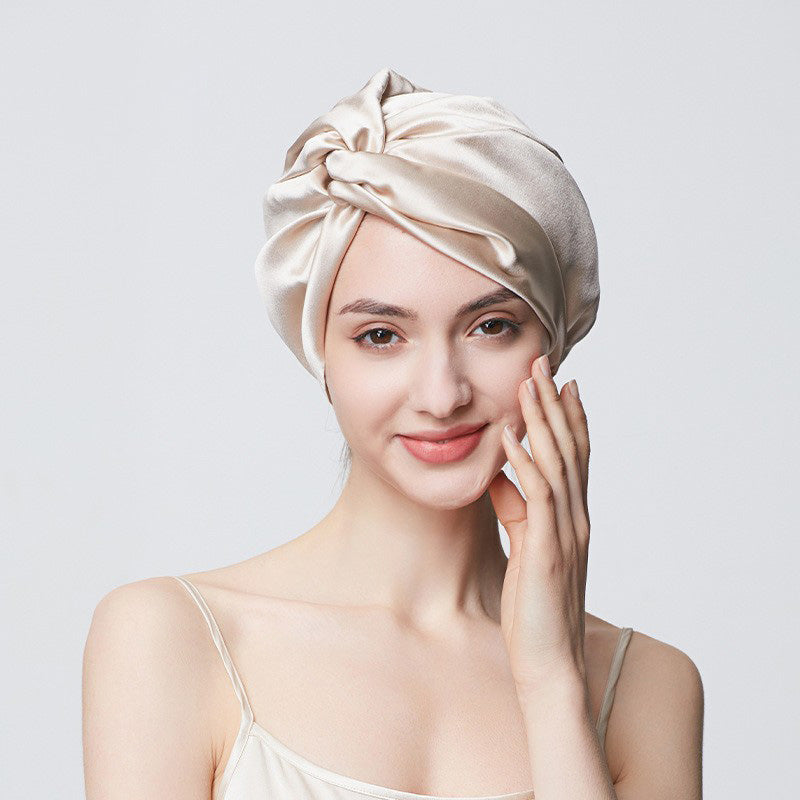 Double Layer Silk Sleep Cap with Tie-up Design