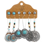 6Pcs Bohemian Turquoise & Wood Earrings Set3