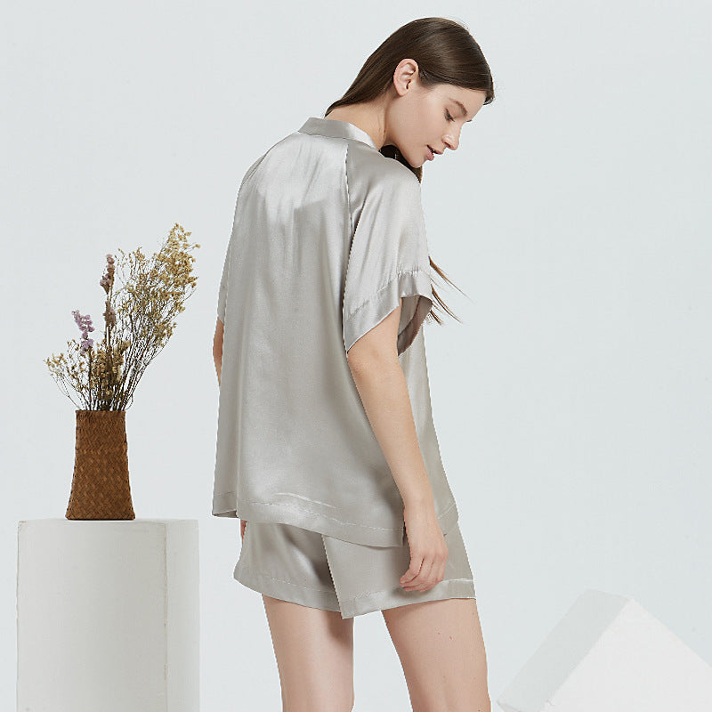 Short Sleeves Button Up Top & Shorts Pajama Set