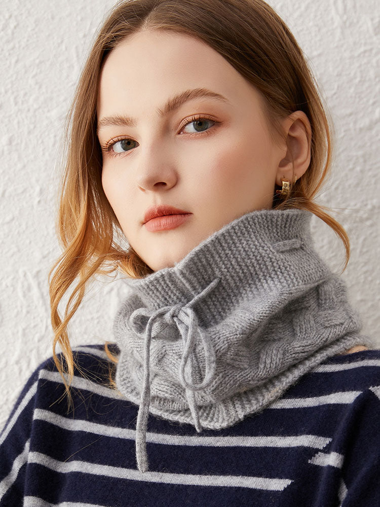 Versatile Cable-Knit Drawstring Beanie