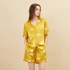 Golden Panther Printed Silk Pajama Set