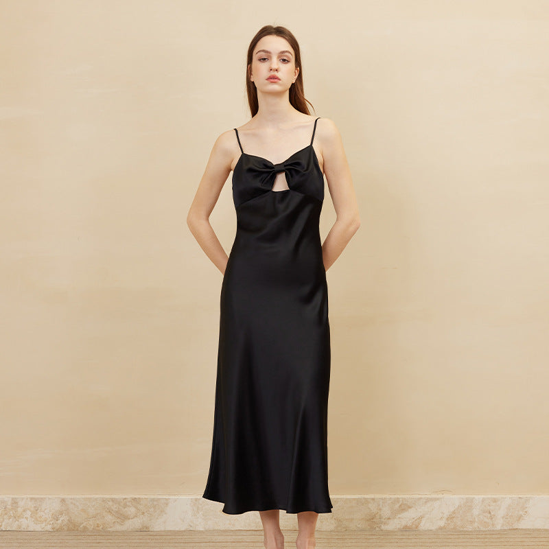Elegant Bow Cutout Detail Spaghetti Strap Maxi Dress