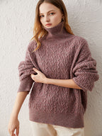 Cashmere Cable-Knit Turtleneck Sweater