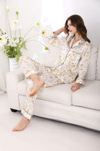 Women's Silk Floral Printed Full Length Pajama Set