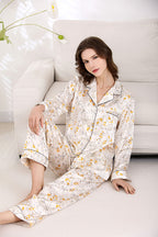 Women's Silk Floral Printed Full Length Pajama Set