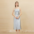 Double Shoulder Straps Silk Maxi Dress