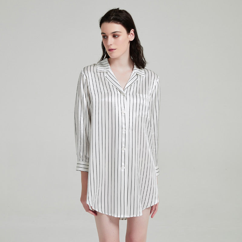 Pure Silk Striped Nightshirt