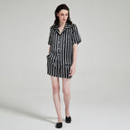 Pure Silk Striped Short Sleeve Pajama Set