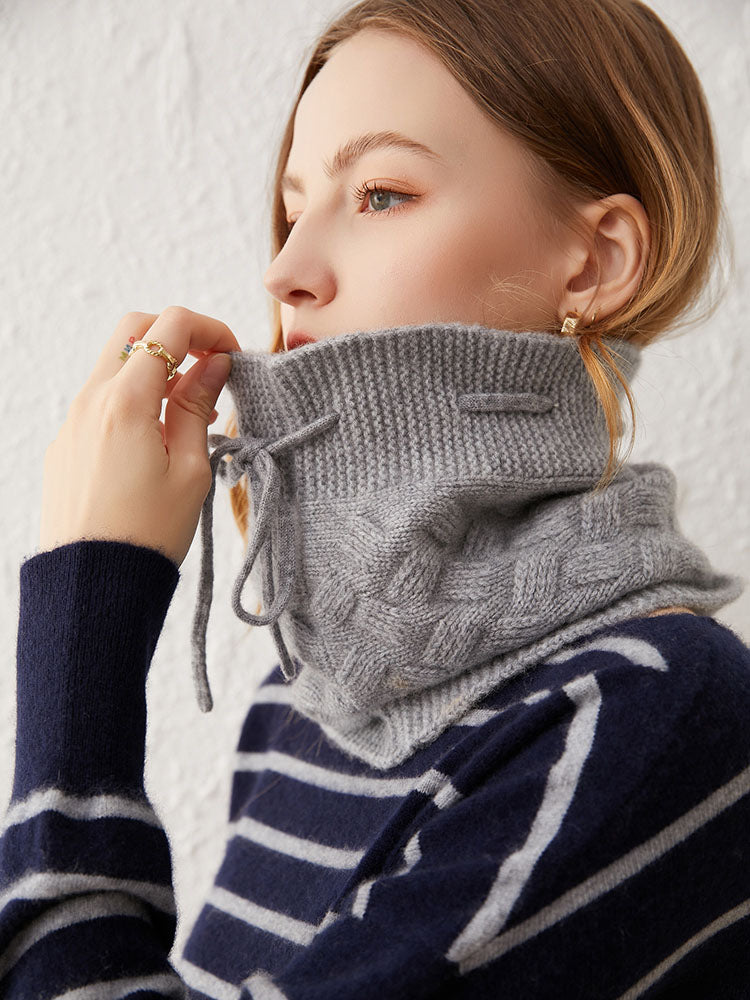 Versatile Cable-Knit Drawstring Beanie