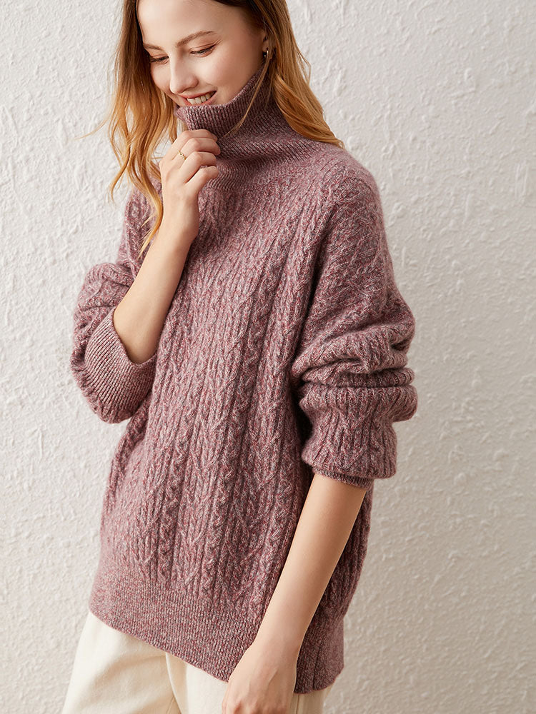 Cashmere Cable-Knit Turtleneck Sweater