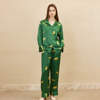 Silk Leopard Print Long Sleeve Pajama Set