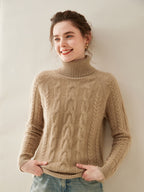 Cable-Knit Cashmere Turtleneck Sweater
