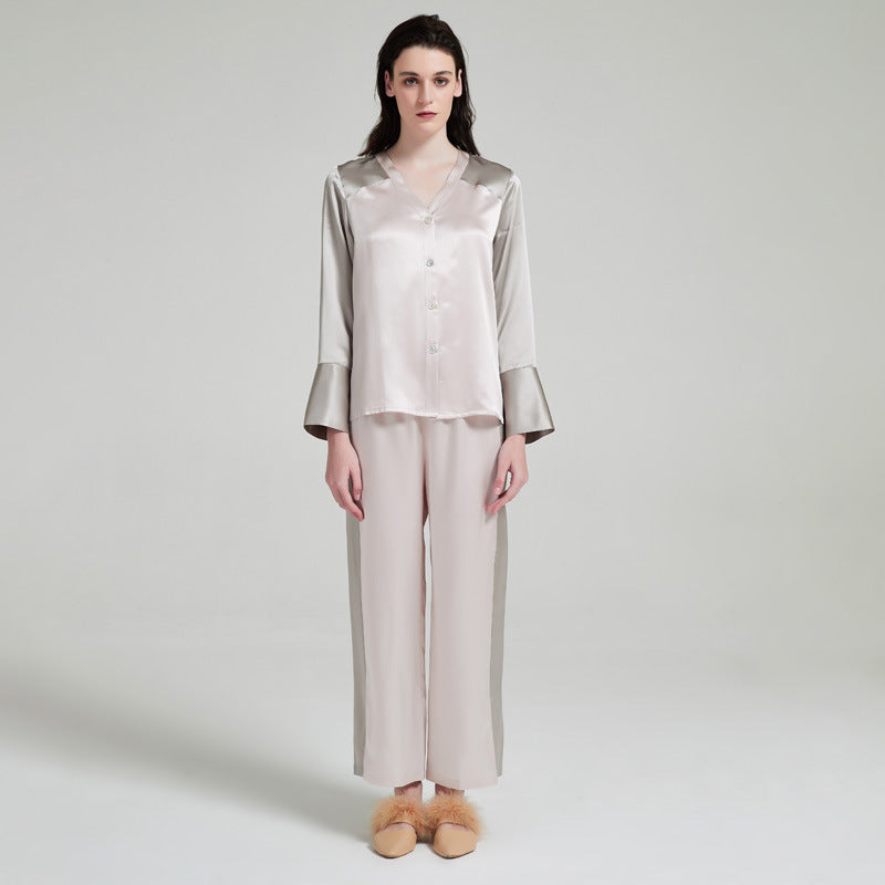 Classic Flared Cuffs Top & Pants Pajama Set