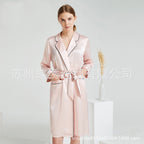 Pink Silk Robe with Black Trimmed Details