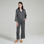 Pure Silk Striped Long Sleeve Pajama Set