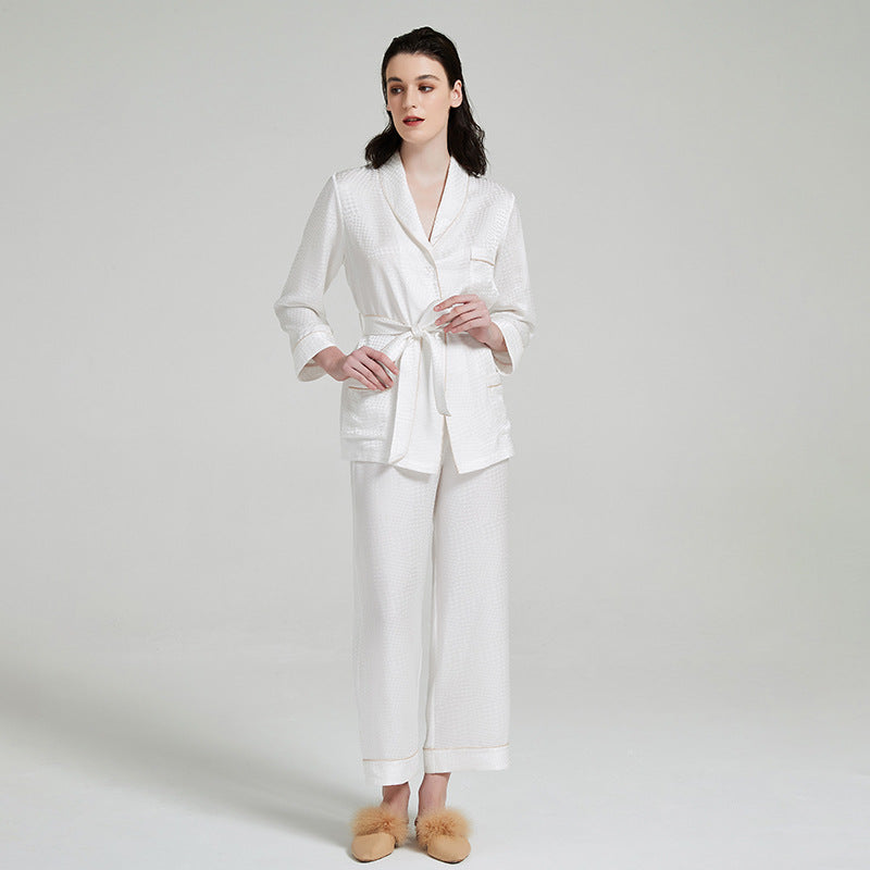 Houndstooth Jacquard Silk Pajama Set