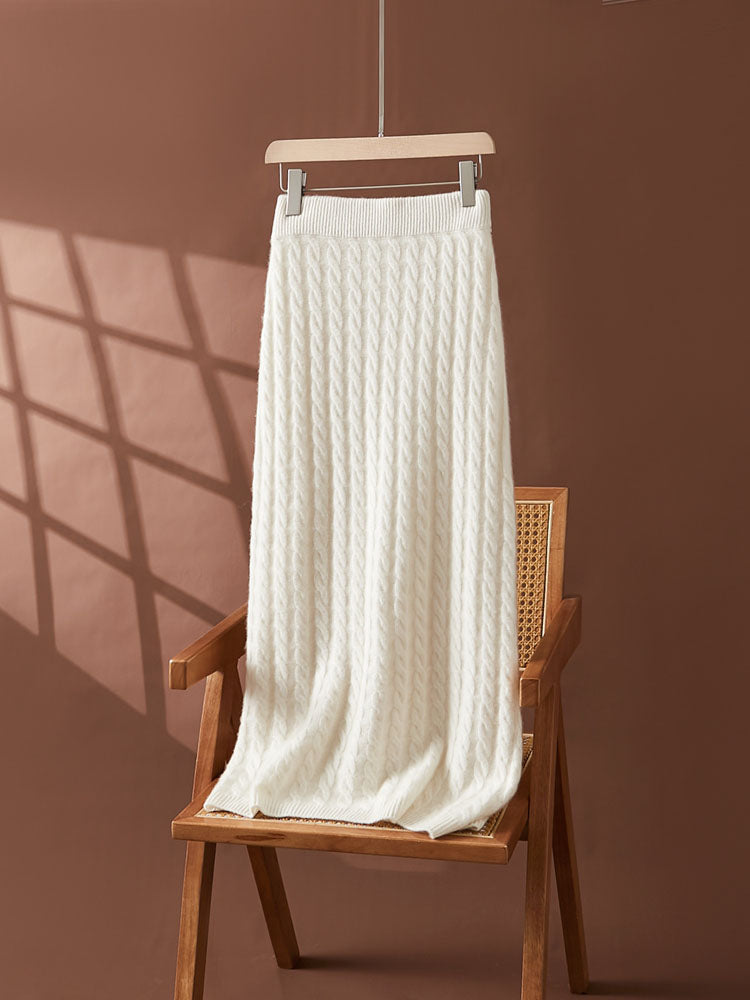 Wool Cashmere Drop Shoulder Sweater & Midi Skirt Set